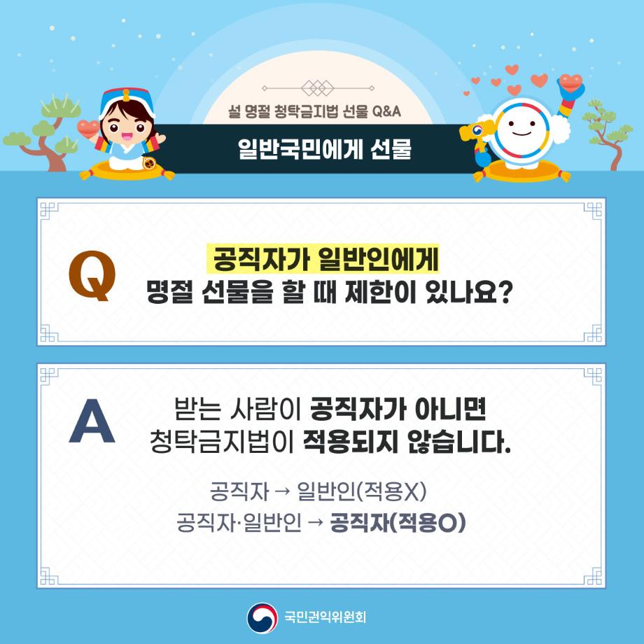 2024년 설 명절 대비 청탁금지법 선물 카드 뉴스